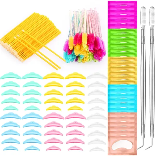 Kit de levantamiento de pestañas, 232 piezas, 50 varillas de elevación de pestañas, 2 herramientas separadoras de pestañas con peine de separación,