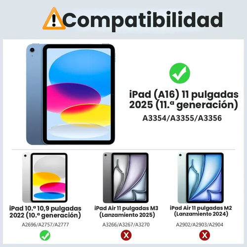 Vista 2 de MoKo Funda para iPad de 11 pulgadas (A16) de 11ª generación 2025/iPad de 10ª generación con soporte para lápices 2022 de 10.9 pulgadas, protector