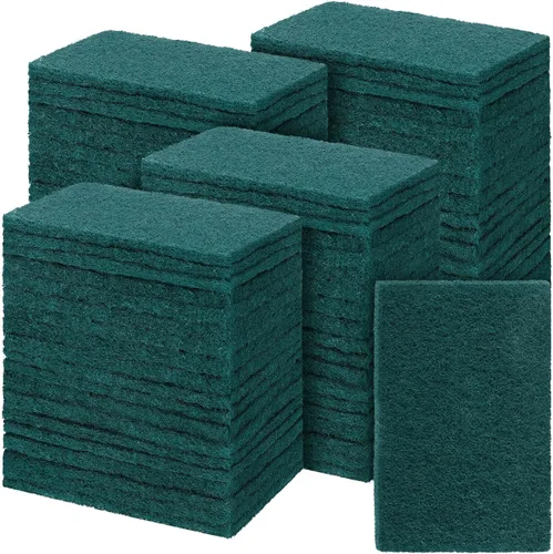 Vista 10 de Hoolerry 100 piezas de almohadillas resistentes para fregar que no rayan, almohadillas de limpieza domésticas para limpiar, estropajo reutilizable