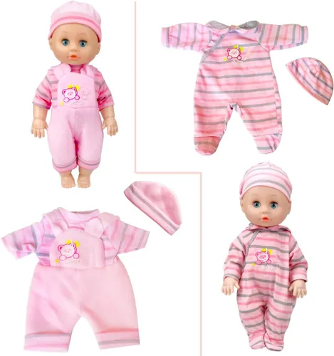 Vista 5 de WONDOLL 8-Sets Alive - Ropa para muñecas de bebé de 12 pulgadas, ropa hecha a mano de 10-11-12 pulgadas, ropa hecha a mano con un bonito sombrero