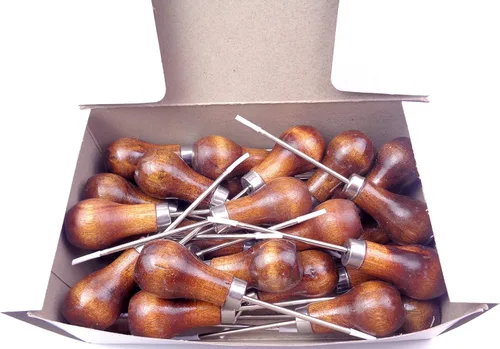 Vista 6 de MAGIKON - Herramienta de reparación de punzón de costura de cuero, mango de madera, 32 piezas