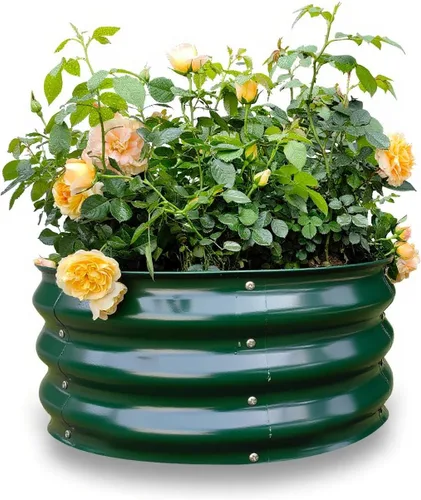 GARDMAX 2x2x1FT Galvanized Round Raised Garden Bed Kit, Metal Planter Boxes Outdoor with Easy Assembly, Large Garden Bed for Vegetables, Fruits,
