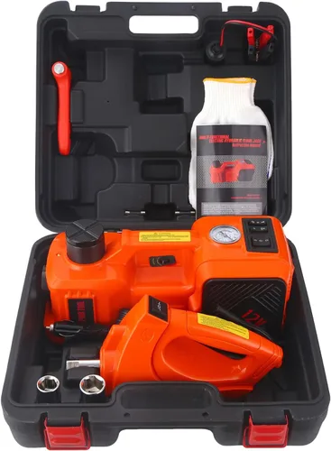 Vista 12 de Trihelper - Gato eléctrico para auto de 5 toneladas 12V, gato hidráulico con soporte para auto, gato de elevación con bomba de neumáticos integrada