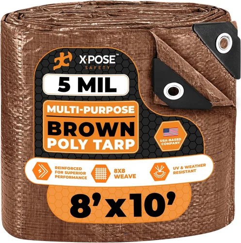 Vista 17 de Xpose Safety - Lona de polietileno ligera azul – Funda protectora multiusos, paño de goteo – duradero, impermeable, resistente a la intemperie
