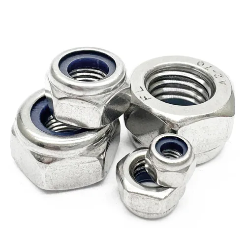 Vista 5 de 2 tuercas de bloqueo de nailon M20x1.0.197 in, tuercas hexagonales de rosca fina, kit surtido de tuercas de bloqueo de acero inoxidable 304