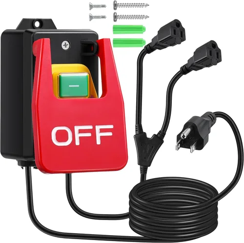 Vista 7 de Dreyoo 1 Pack Interruptor Monofásico Encendido/Apagado 120/230V, Interruptor de Mesa de Enrutador de 2HP a 120V con Gran Señal de Alto