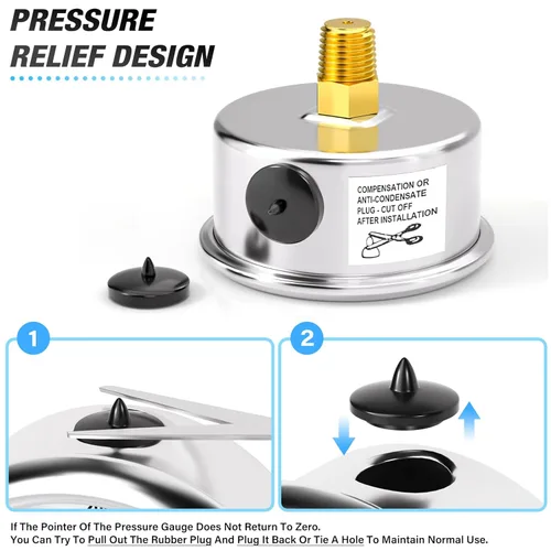 Vista 5 de MEANLIN MEASURE - Manómetro de presión de 0~15 psi, relleno de glicerina, esfera con cara de 1.5 pulgadas, NPT de 1/8 de pulgada, manómetro