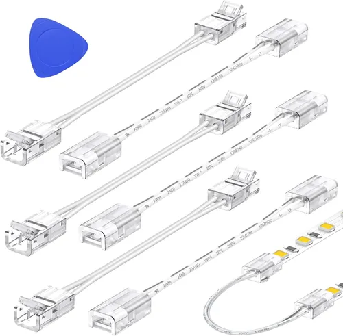 Vista 11 de EMITEVER Conectores de tira LED, 2 paquetes de conectores de luz de cinta LED, 2 pines, sin soldadura, tornillo de apriete, conector de extensión