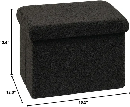 Vista 98 de PINPLUS Otomanas otomanas de almacenamiento con forma cuadrada con reposapiés de almacenamiento para sala de estar, asiento otomano Boucle para Gris