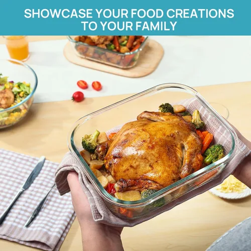 Vista 2 de Vtopmart Paquete de 2 recipientes de vidrio grandes de 76.4 onzas líquidas, almacenamiento de alimentos con tapas, juego de recipientes de alimentos