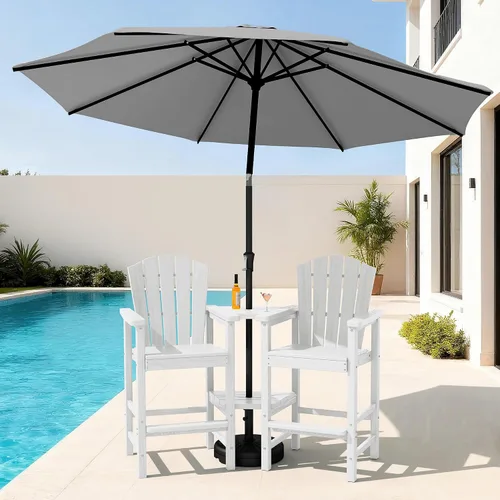 Vista 32 de KINGYES Aruba - Juego de 4 sillas Adirondack altas de HDPE con bandejas de conexión dobles, silla Adirondack de altura de barra en relieve para 2