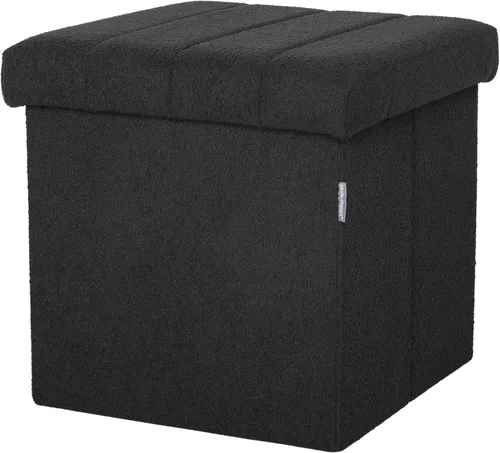 Seville Classics Silla otomana de tela acolchada, reposapiés oculto, asiento acolchado para dormitorio, dormitorio, loft, sala de estar, entrada,