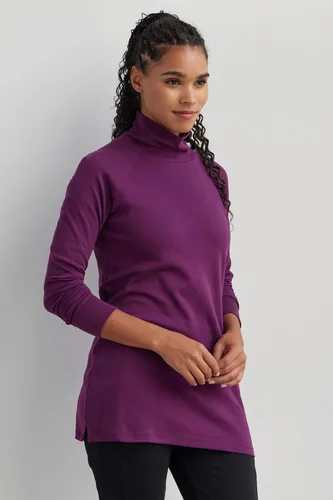 Vista 2 de Fair Indigo Túnica de cuello alto falso 100% algodón orgánico Luxe para mujer