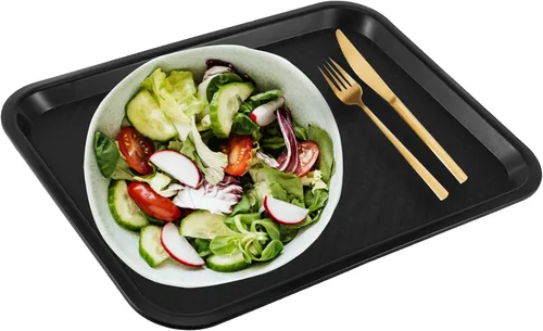 Vista 6 de SHEUTSAN 8 paquetes de bandejas de plástico de 16 x 12 pulgadas para comida rápida, bandejas rectangulares antideslizantes para servicio