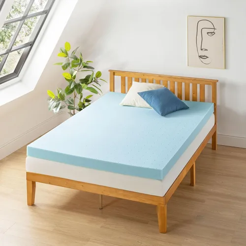 Vista 2 de Best Price Mattress Cubrecolchón de espuma viscoelástica ventilada de 4 pulgadas, infusión de gel refrescante, certificado CertiPUR-US, esenciales