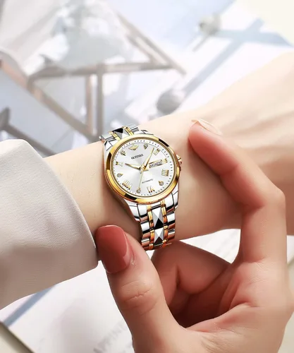 Vista 4 de OUPINKE Reloj automático para mujer, mecánico, cuerda automática, clásico de lujo