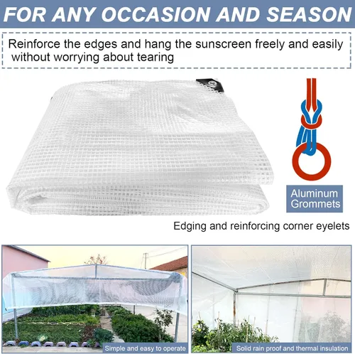 Vista 4 de STARPYNG -Lona transparente/blanca de 15 x 15 pies, lona de malla transparente resistente, lona impermeable, resistente a los rayos UV, invernadero