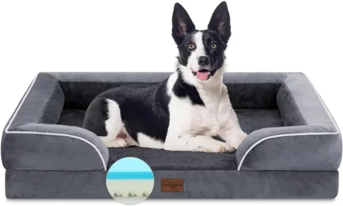 Vista 161 de Comfort Expression Cama ortopédica para perros extra grandes de 45 x 35 pulgadas, cama para mascotas XL de espuma tipo caja de huevos impermeable