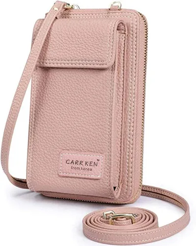 Vista 17 de Bolsa cruzada de piel para teléfono celular, con ranuras para tarjetas con protección de interferencia de radiofrecuencia (RFID), de cuero