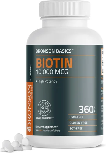 Vista 9 de Bronson Biotina 10,000mcg, mejora la salud del cabello, la piel y las uñas, vegetariano, sin OMG, 150 tabletas