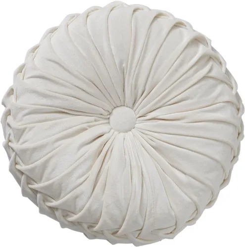 Vista 11 de Almohada redonda de terciopelo de 15 x 15 pulgadas, plisada, redonda, rellena de calabaza, para el hogar, para sofá, silla, cama, suelo de Beige