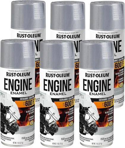 Rust-Oleum 366428-6PK - Pintura en aerosol de esmalte para motor, 11 onzas, aluminio, (paquete de 6)