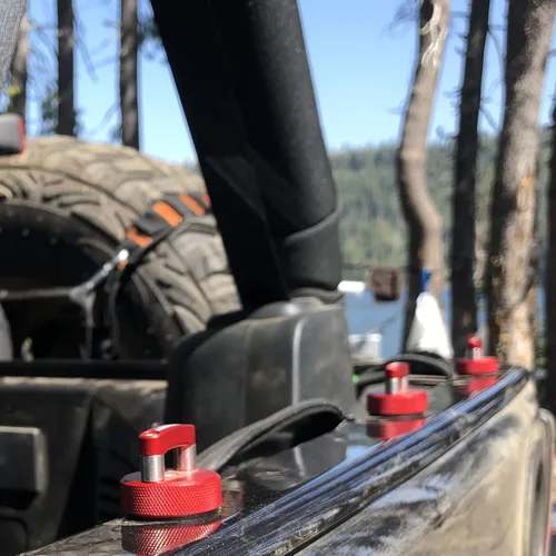 Vista 6 de ROCKWORKX Billet Tornillo de pulgar de aluminio duro de extracción rápida, anillo en D integrado, compatible con Jeep Wrangler JK 2007-20018, JL
