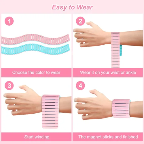 Vista 4 de Ninonly Brazaletes de Peso Ajustables Magnéticos para Tobillo y Muñeca para Hombre y Mujer, Juego de 2, Brazaletes de Silicona con Peso para Brazos