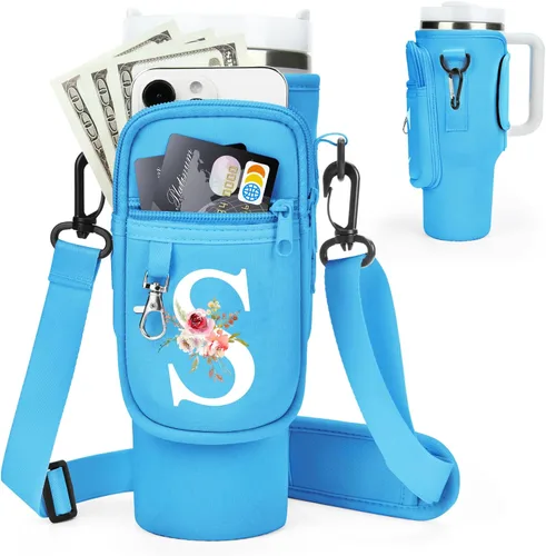 Vista 130 de Initial Water Bottle Holder with Strap for Stanley Cup Accessories 40 oz Tumbler/Simple Modern Tumbler Bag, Water Bottle Carrier Bag with Strap for