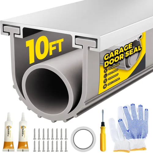 Vista 16 de Holikme Sello para puerta de garaje, kit de retención de riel de aluminio preperforado, fácil de instalar, combinación de anillo en U + O duradero