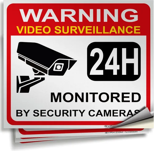 Vista 7 de iSYFIX Señal de advertencia de videovigilancia – 1 paquete de 7 x 6 pulgadas – 100% libre de óxido de aluminio .040, laminado para máxima