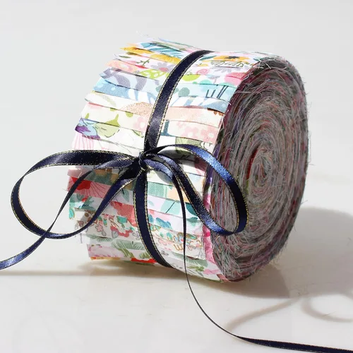 Vista 3 de Rollos de gelatina para acolchar de 2.5 pulgadas, tiras de tela precortadas con estampado floral, rollo de retazos, 42 piezas