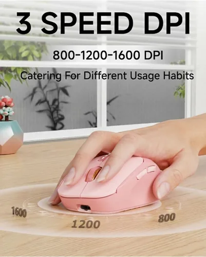 Vista 6 de EWEADN Q5 - Ratón inalámbrico, Bluetooth y 2.4G silencioso para computadora con pantalla de nivel de batería, 1600 DPI, mouse ergonómico de oficina