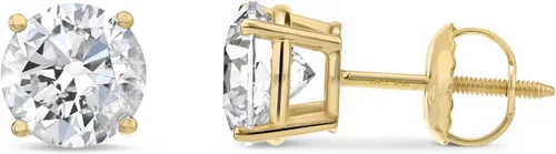 Vista 4 de Aretes de oro blanco de 14k de la colección de Tienda con certificación AGS con poste de rosca y tuerca color J-K claridad I1-I2