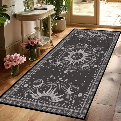 Vista 20 de Alfombra de Sol y Luna Boho Alfombras de Área Celestiales para Dormitorio Residencia Universitaria Sala de Estar Bohemia Oculta Creciente Solar