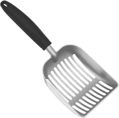 Vista 15 de Cuchara de arena para gatos, tamiz de aleación de aluminio, cuchara para gatitos, cuchara pequeña para gatos que es resistente y resistente