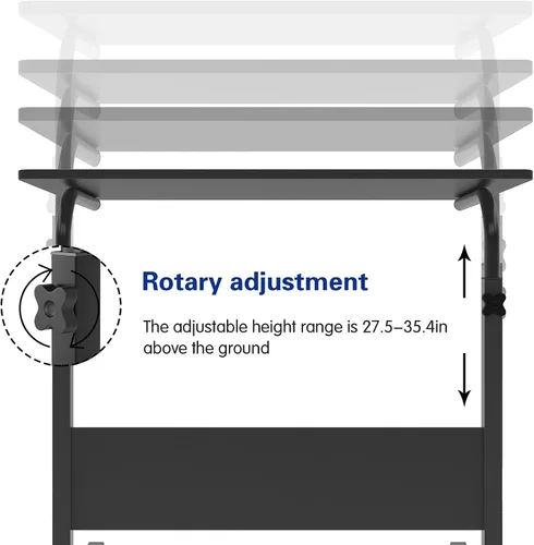 Vista 5 de soges Carrito de escritorio con ruedas para computadora portátil, altura ajustable, mesa auxiliar de sofá móvil de 31.5 pulgadas con ranura
