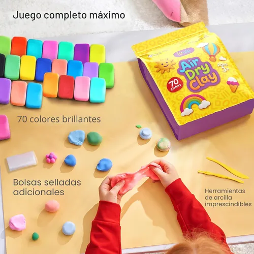 Vista 2 de FlyFlag - Arcilla de secado al aire – 70 colores, ultraligera y suave, arcilla de modelado no tóxica para niños con herramientas y tutoriales