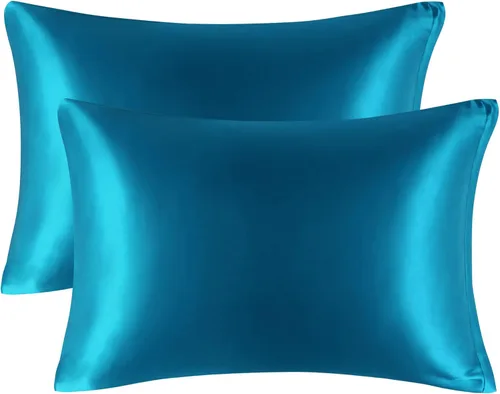Vista 12 de PiccoCasa Fundas de almohada de satén de 85 GSM para cabello y piel, funda de almohada sedosa de lujo con cierre de cremallera, fundas de almohada