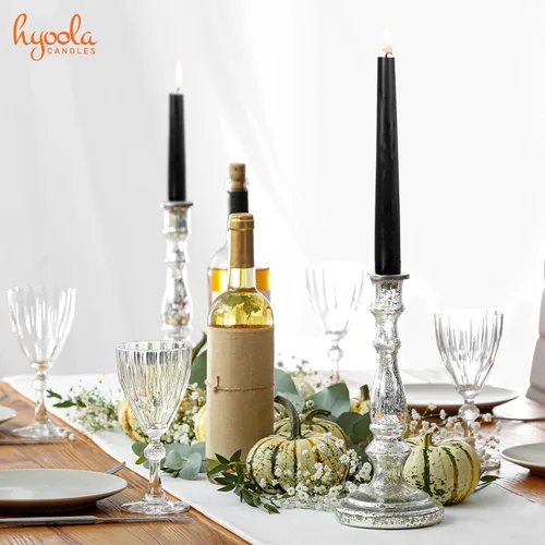 Vista 5 de Hyoola Paquete de 12 velas altas cónicas – Vela negra sin goteo de 10 pulgadas sin perfume – Cera de parafina con mechas de algodón – 8 horas