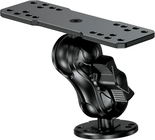 VAZESWIN Soporte de buscador de peces de aleación de aluminio con placa rectangular de bola de 1.5 pulgadas y base redonda, brazo corto de 3.5