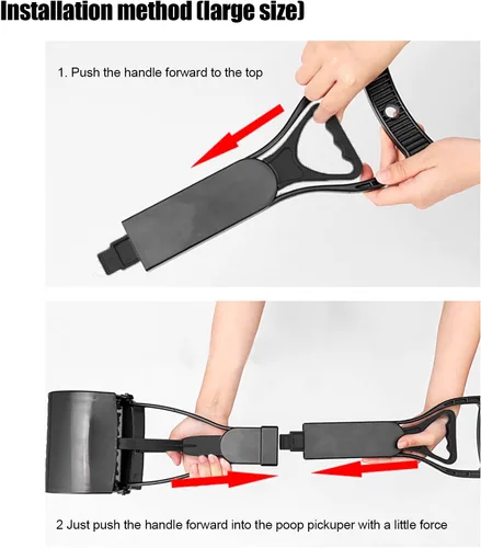Vista 9 de Cuchara para perros con mango largo de 23.6 in con mango largo para recoger estiércol de mascotas con mango largo (negro)