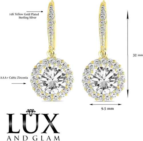 Vista 3 de Aretes colgantes de plata de ley 925 con circonita cúbica, forma de corazón, redondo, cuadrado y triangular, Plata de ley Oro rosa Oro amarillo