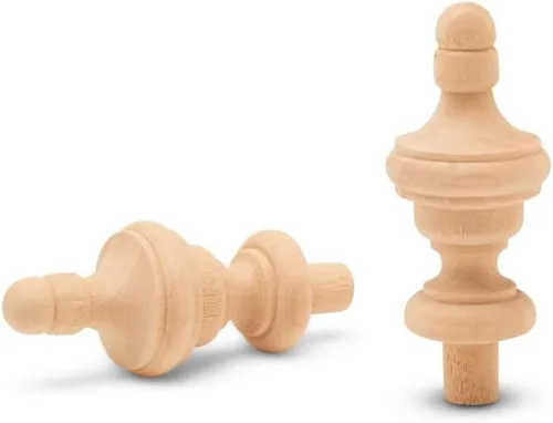 Vista 15 de Remates decorativos de madera sin terminar, 3-1/2 pulgadas, para remates de poste de cama, remates de barra de cortina, decoración de asta