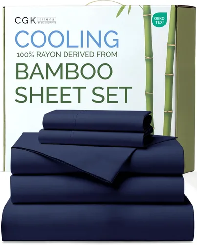 Vista 14 de Sábanas de bambú 100% rayón derivado de bambú, tamaño individual XL, sábanas refrescantes para individual XL, ropa de cama suave, transpirable