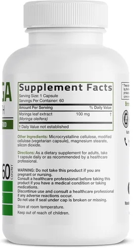 Vista 2 de Bronson Moringa Cápsulas extra fuertes Moringa Oleifera en polvo, 60
