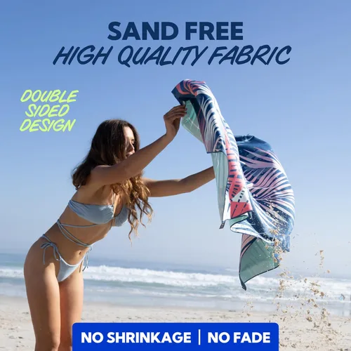 Vista 30 de SUN NINJA Toalla de playa de microfibra, sin arena, de secado rápido, ligera y compacta para playa, piscina, yoga y campamento, 63 x 32 pulgadas