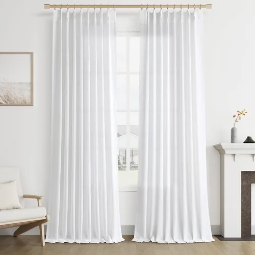 Vista 12 de Joywell Cortinas plisadas de lino de 84 pulgadas de largo, con ojales de clip y pestaña trasera, cortinas semitransparentes para filtrar la luz