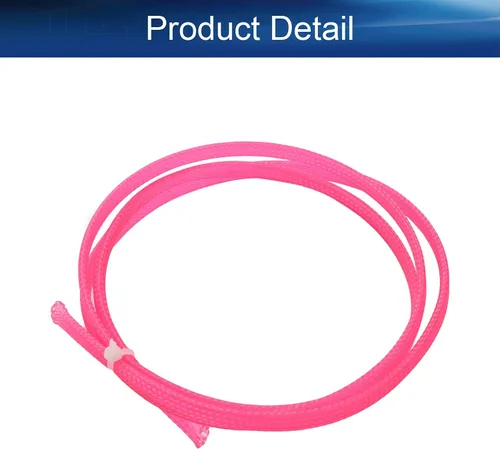 Vista 4 de Bettomshin 1 funda de organización de cables de 3.28 pies (3.3 ft), protector de cable rosa PET de 1/4 pulgadas de ancho, tubo de telar de alambre