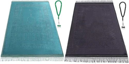 Z&Z living Space Soft Padded Prayer Mat – Extra Thick Comfort Rug for Home, Travel, Meditation, and Kneeling Support (Black and Green)